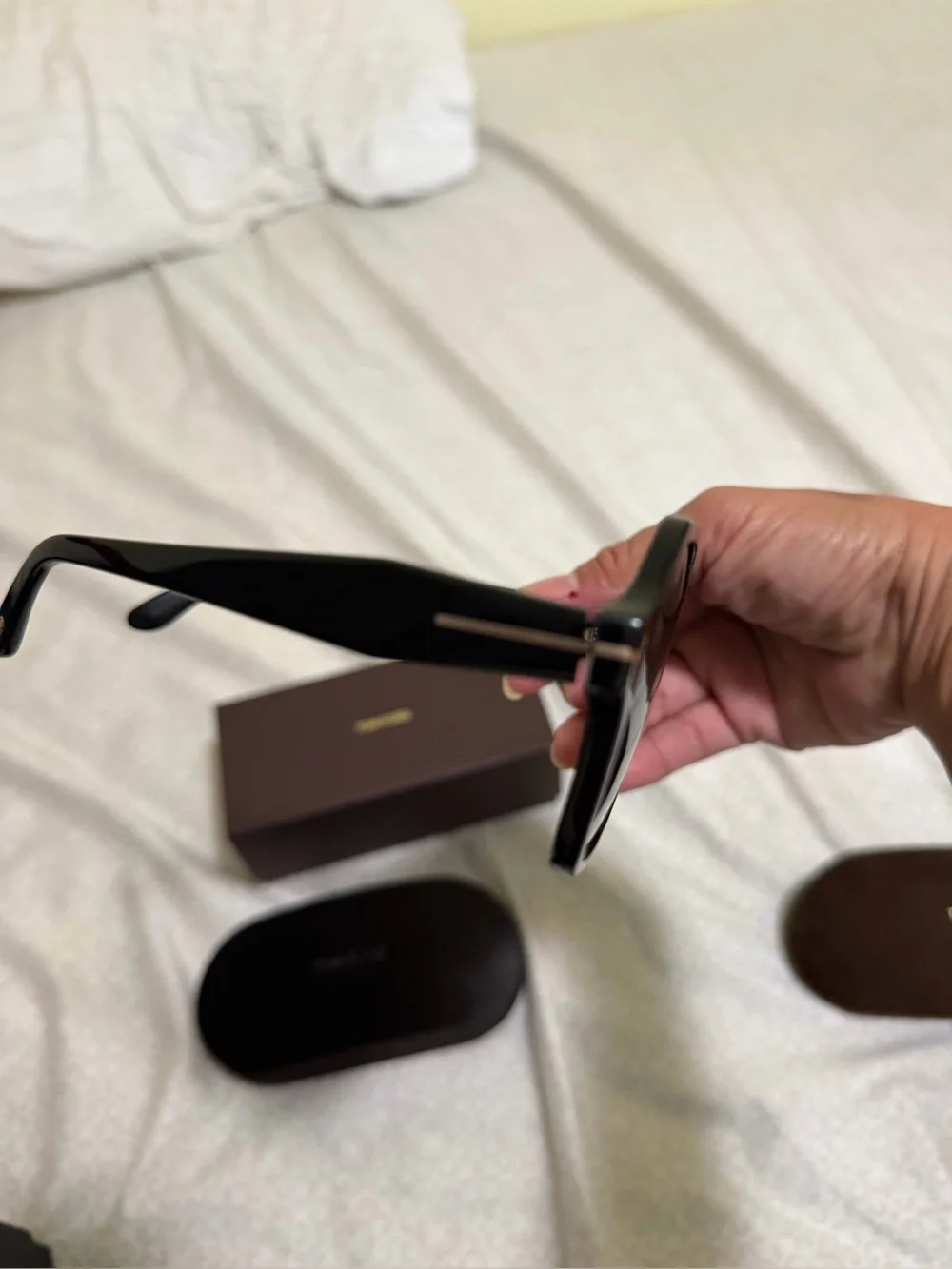 Tom Ford Brown and Gold Logo Sunglasses Box with Case